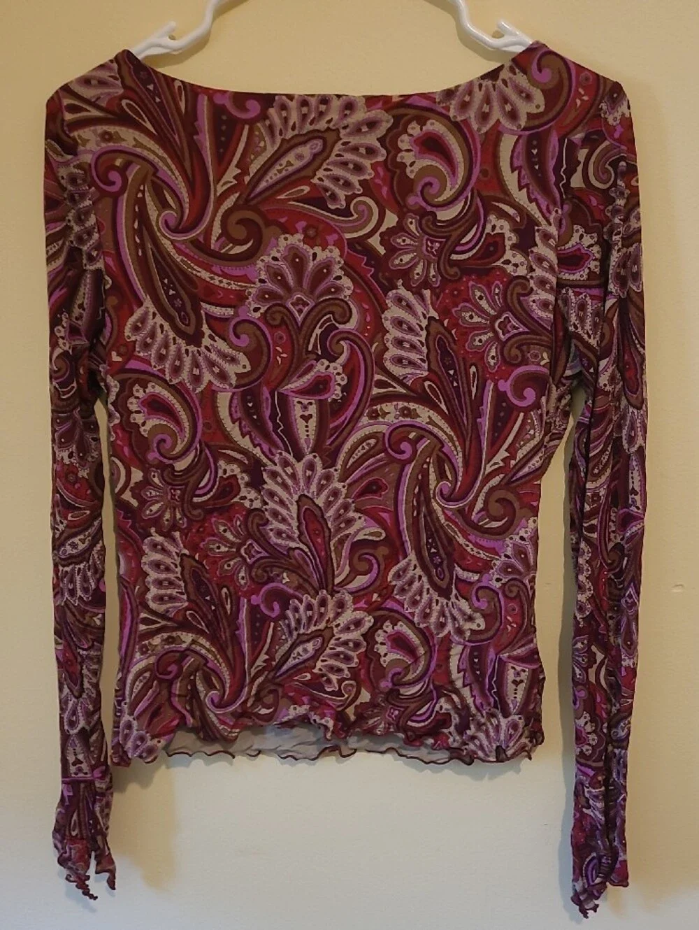 INC International Concepts Multicolor Paisley V-Neck Long Sleeve Top